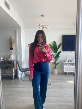 Bright Pink Ruffle Blouse